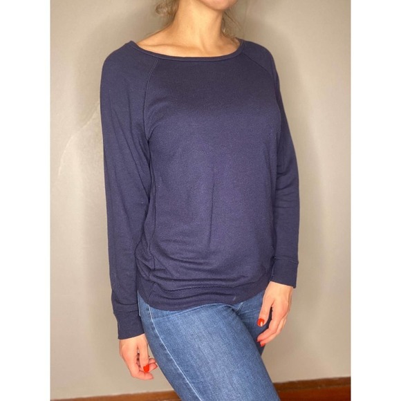 Unisex VINTAGE Champion Long Sleeved Tee Navy 1X - Picture 2 of 6